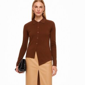 Tanya Taylor Levine knit top chocolate brown
